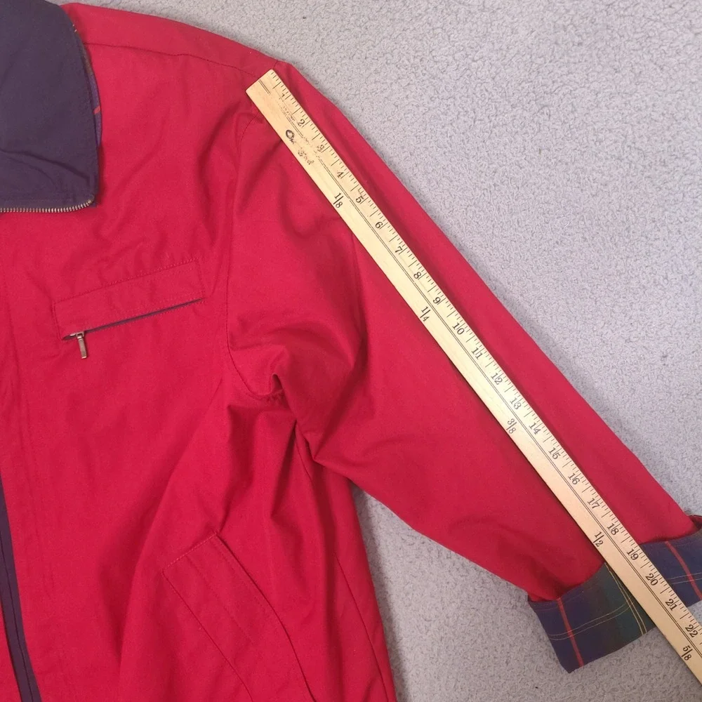 Vintage Mulberry Street Coat Womens Large Red Lined Bomber Jacket Zip 3/4 Sleeve